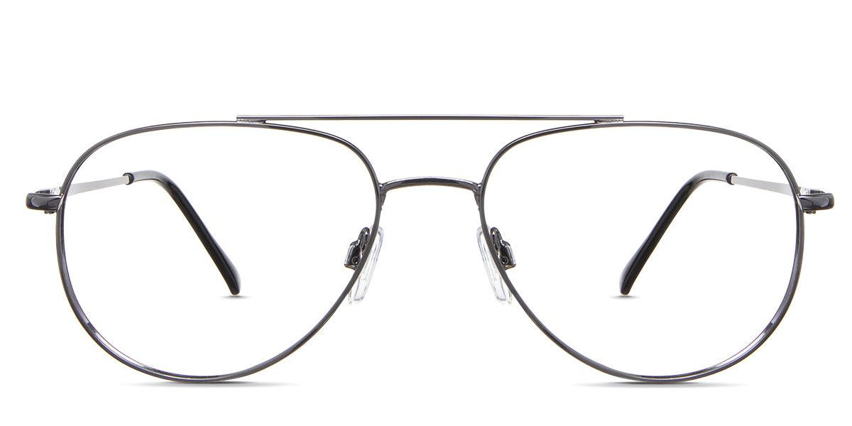 Shiloh eyeglasses in the gravel variant - it's a slim metal frame in aviator shape.