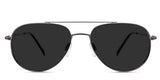 Shiloh Gray Polarized in the Gravel variant - it's a slim metal frame in aviator shape with the arm connected close to the middle of the rim and has rounded shape temple tips.