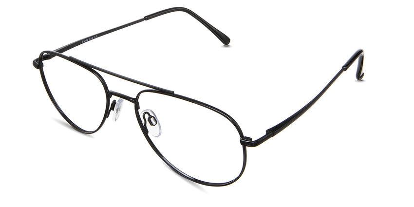Shiloh eyeglasses in the sumi variant - have a U-shaped nose bridge.