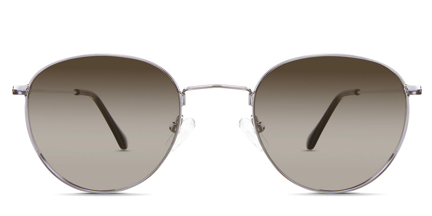 Sol Brown Sunglasses Gradient in the Silver variant - is a full-rimmed metal frame with a wide nose bridge and a combination of a metal arm and acetate tips front