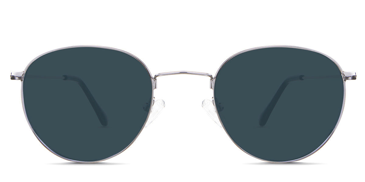 Sol Blue Sunglasses Standard Solid in the Silver variant - is a full-rimmed metal frame with a wide nose bridge and a combination of a metal arm and acetate tips front