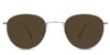 Sol Brown Sunglasses Standard Solid in the Silver variant - is a full-rimmed metal frame with a wide nose bridge and a combination of a metal arm and acetate tips front