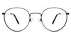 Sol eyeglasses in the sumi variant - it's a thin round shape frame.