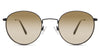Sol Beige Sunglasses Gradient in the Sumi variant - it's a thin round frame with silicon adjustable nose pads and frame information written inside the temple tips front