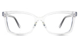 Stella eyeglasses in the crystal variant - it's an acetate frame with three round rivets embossed at the end piece.