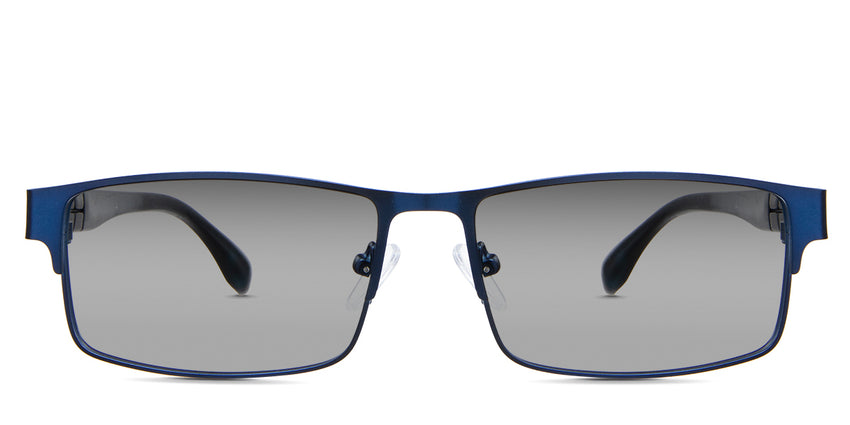Sugi Black Sunglasses Gradient in the azurite variant - has a metal frame with a thin rim, a wide viewing lens, and rounded temple tips.