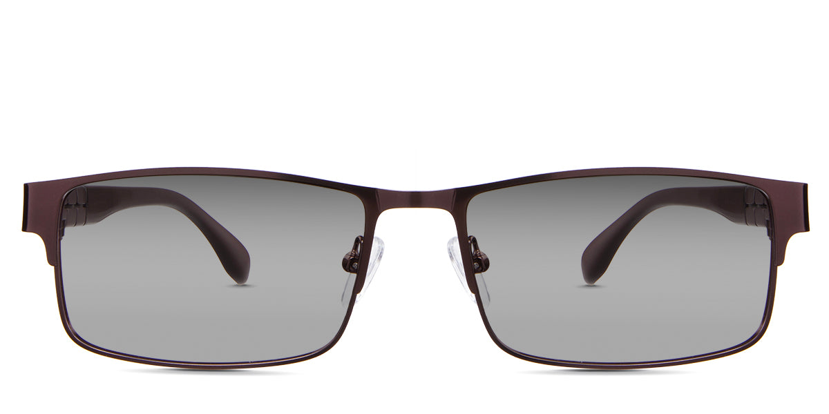 Sugi Black Sunglasses Gradient in the ristretto variant - is a rectangular frame with an adjustable nose pad and a carving pattern in the temple arm.