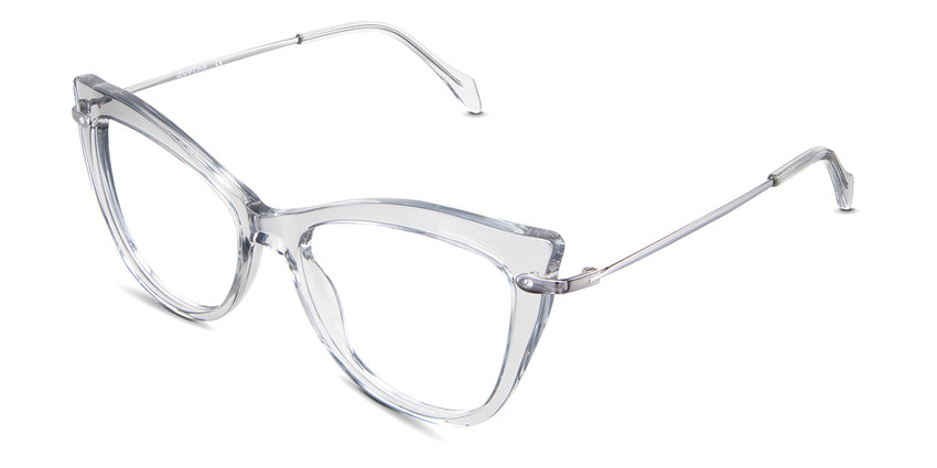 Susan eyeglasses in the crystal variant - have a U-shaped nose bridge.