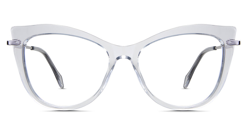 Susan eyeglasses in the crystal variant - it's a crystal clear frame in a cat-eye shape.
