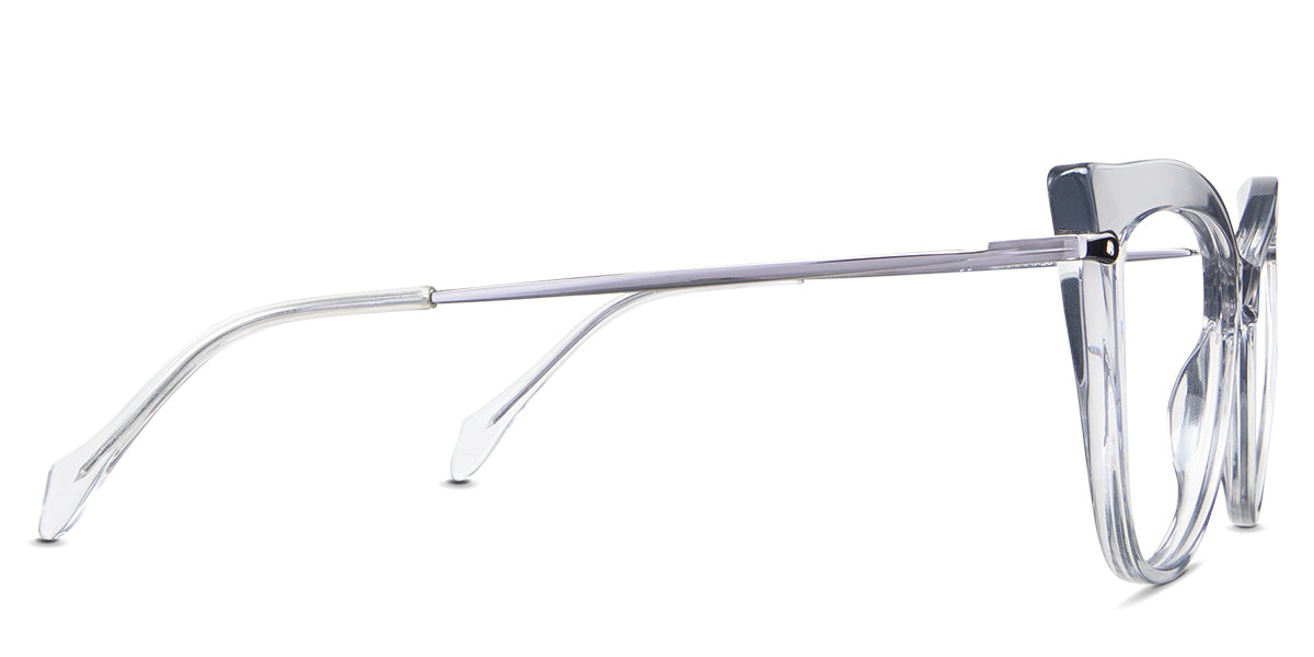 Susan eyeglasses in the crystal variant - have a combination of metal arm and acetate tips. 