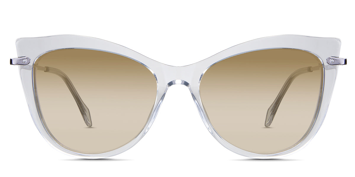 Susan Beige Sunglasses Gradient in the Crystal variant - is a cat-eye frame with a U-shaped nose bridge and a combination of metal arm and acetate tips.