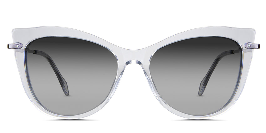 Susan Black Sunglasses Gradient  in the Crystal variant - is a cat-eye frame with a U-shaped nose bridge and a combination of metal arm and acetate tips.
