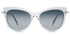 Susan Blue Sunglasses Gradient in the Crystal variant - is a cat-eye frame with a U-shaped nose bridge and a combination of metal arm and acetate tips.