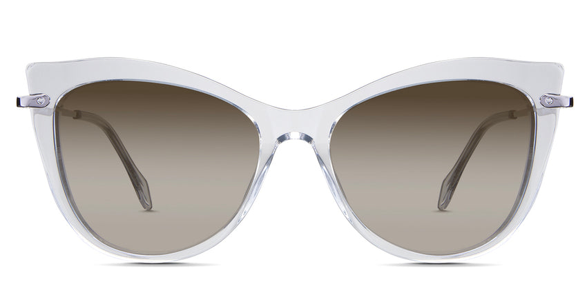 Susan Brown Sunglasses Gradient in the Crystal variant - is a cat-eye frame with a U-shaped nose bridge and a combination of metal arm and acetate tips.