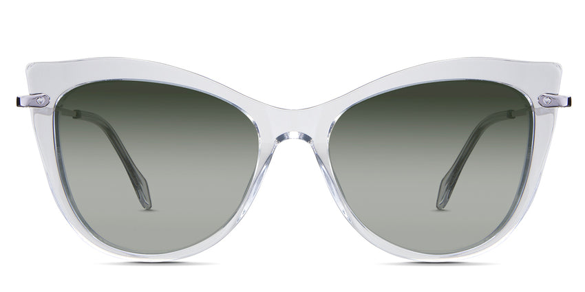 Susan Green Sunglasses Gradient in the Crystal variant - is a cat-eye frame with a U-shaped nose bridge and a combination of metal arm and acetate tips.