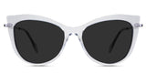 Susan Gray Polarized in the crystal variant - is a cat-eye frame with a U-shaped nose bridge and a combination of metal arm and acetate tips.