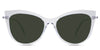 Susan Green Sunglasses Solid in the Crystal variant - is a cat-eye frame with a U-shaped nose bridge and a combination of metal arm and acetate tips.