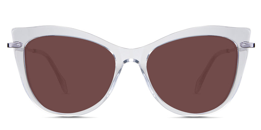 Susan Rose Sunglasses Solid in the Crystal variant - is a cat-eye frame with a U-shaped nose bridge and a combination of metal arm and acetate tips.