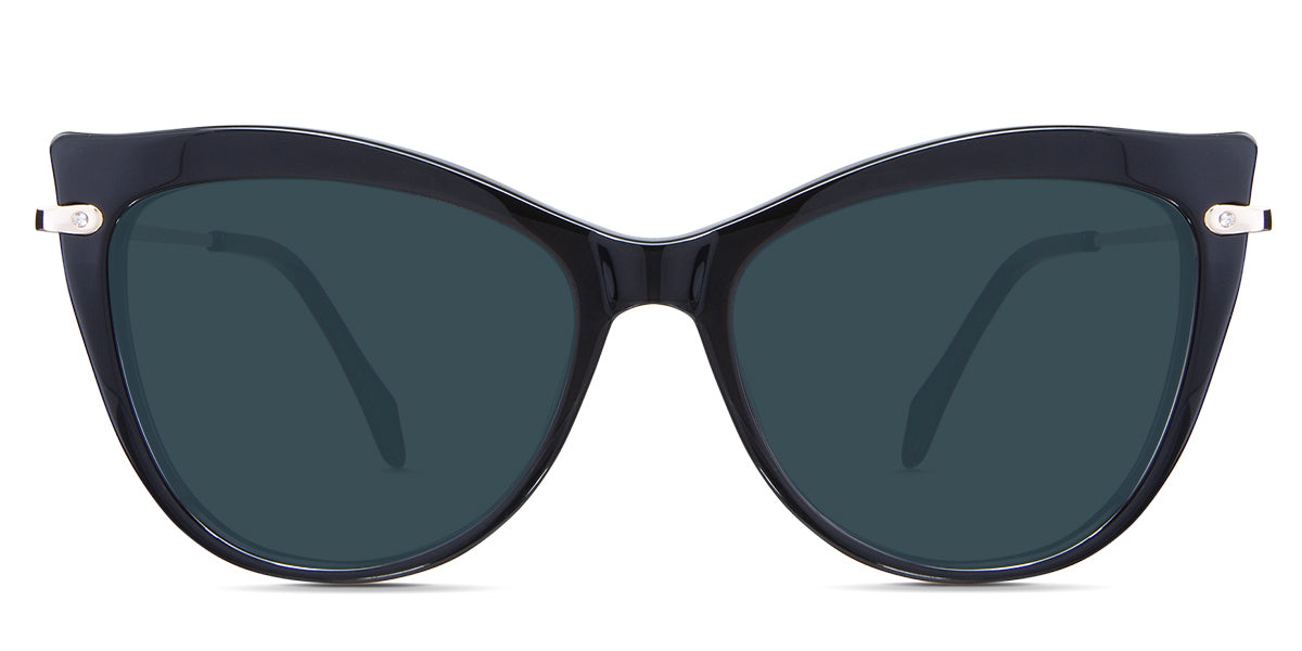Susan Blue Sunglasses Solid in the Lasius variant - is an acetate frame with a narrow-width nose bridge and a slim metal arm.