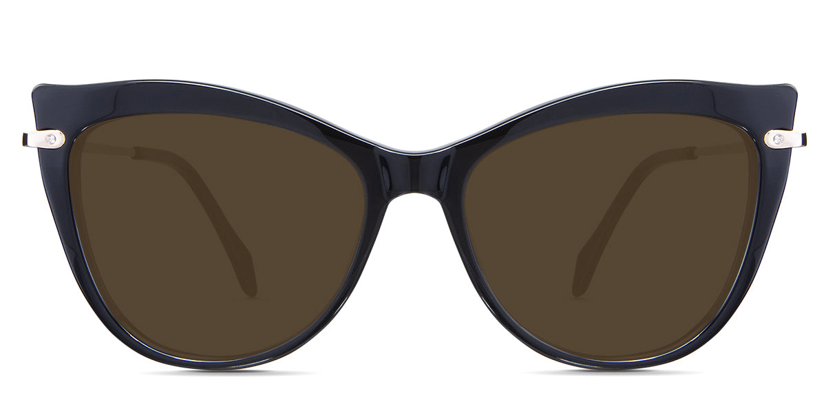 Susan Brown Sunglasses Solid in the Lasius variant - is an acetate frame with a narrow-width nose bridge and a slim metal arm.