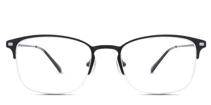 Tane Eyeglasses in the rooks variant - it has a keyhole-shaped nose bridge.