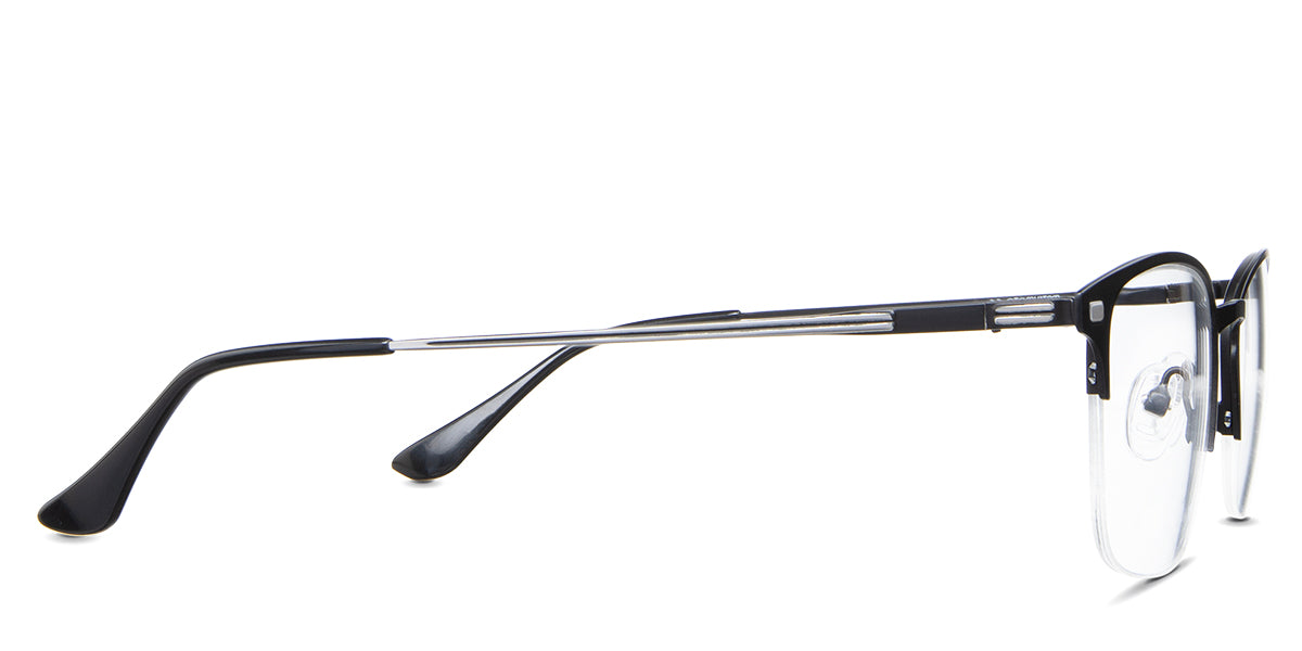 Tane eyeglasses in the rooks variant - it's a thin rim with acetate temple tips.
