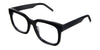 Tatum eyeglasses in the midnight variant - have a U-shaped nose bridge.
