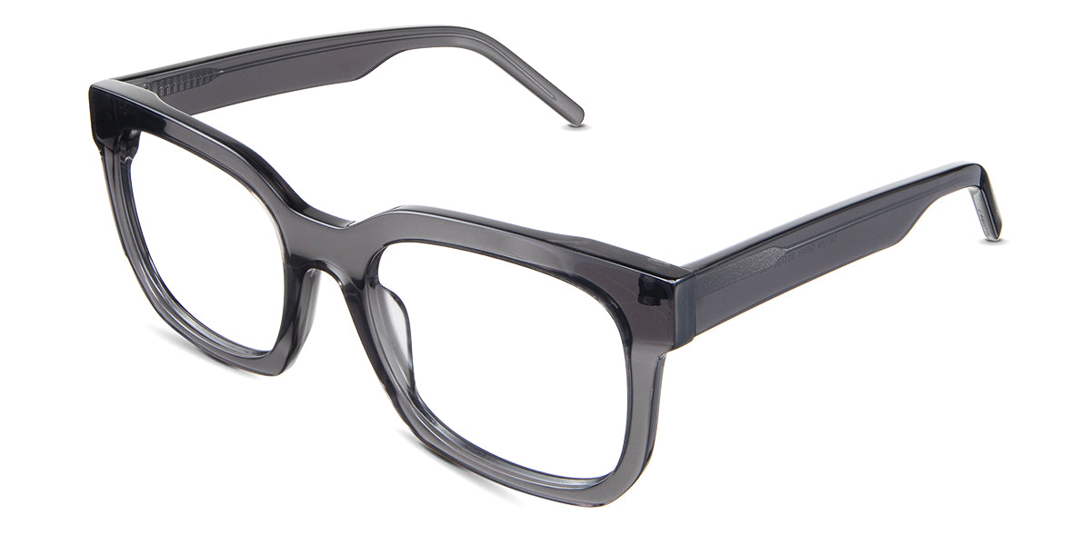 Tatum eyeglasses in the sooty variant - have a high nose bridge.