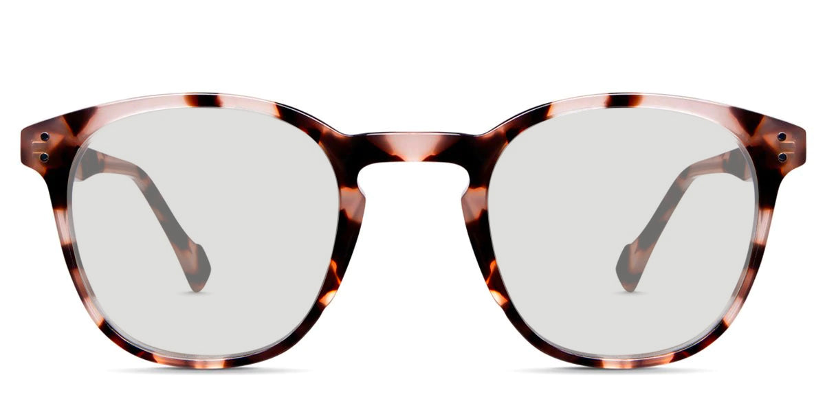 Thomas black tinted Standard Solid prescription sunglasses in salted caramel variant in round tortoise style