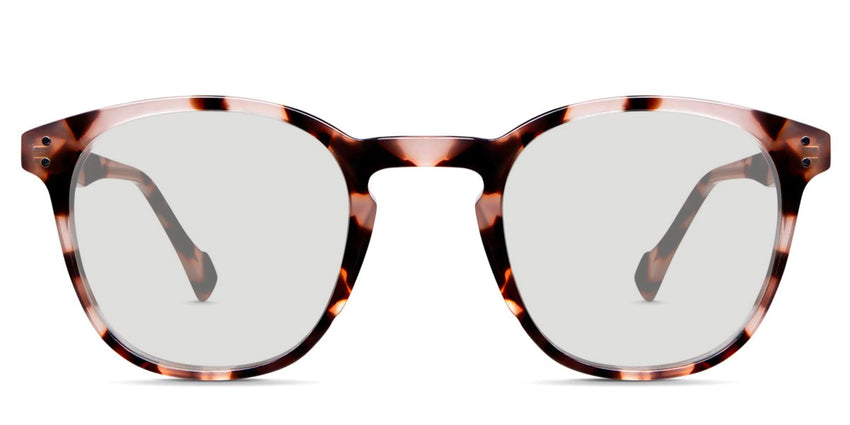 Thomas black tinted Standard Solid prescription sunglasses in salted caramel variant in round tortoise style