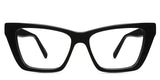 Tribo glasses in midnight variant - it's a cat eye style shape on the top of the frame and rectangular on the bottom