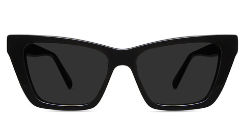 Tribo black tinted Standard Solid sunglasses in midnight variant - it's a medium size frame combination of rectangular and cat-eye looking shape