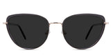 Trinity black tinted Standard Solid sunglasses is in the Elk variant - it's a metal frame with a narrow-width nose bridge and a slim temple arm and tips.