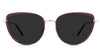 Trinity black tinted Standard Solid sunglasses in the Oxblood variant - is a full-rimmed frame with adjustable nose pads and frame names and size imprints inside the arm.