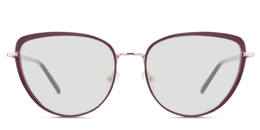 Trinity black tinted Standard Solid glasses in the Oxblood variant - is a full-rimmed frame with adjustable nose pads and frame names and size imprints inside the arm.