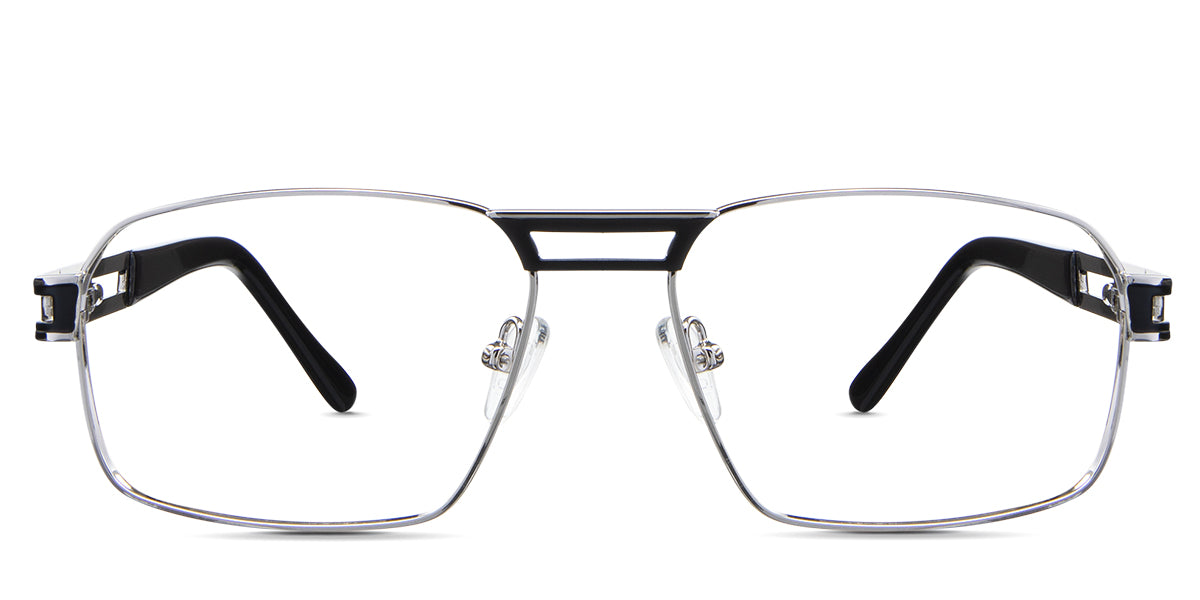 Twan Eyeglasses in gabbro variant - it's a medium to wide size silver frame.