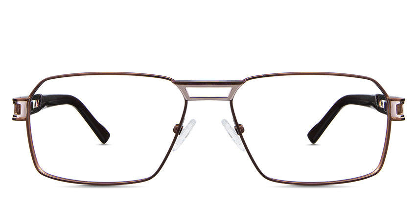 Twan Eyeglasses in munia variant - it's a full-rimmed aviator metal frame in brown color. 