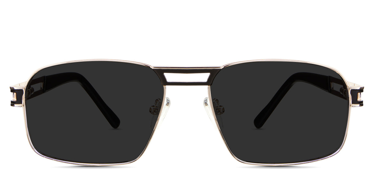 Twan black tinted Standard Solid sunglasses in varanus variant - is a retangular geometric frame with djustable silicon nose pad.