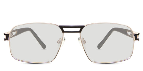 Twan black tinted Standard Solid glasses in varanus variant - is a retangular geometric frame with djustable silicon nose pad.