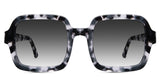 Udo black tinted Gradient sunglasses in moonlight variant - square wide frame with Hip Optical logo on temple arms