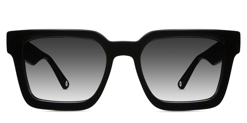 Umer black tinted Gradient sunglasses in midnight variant - it's a full-rimmed medium thick frame with a square viewing area and U shape nose bridge