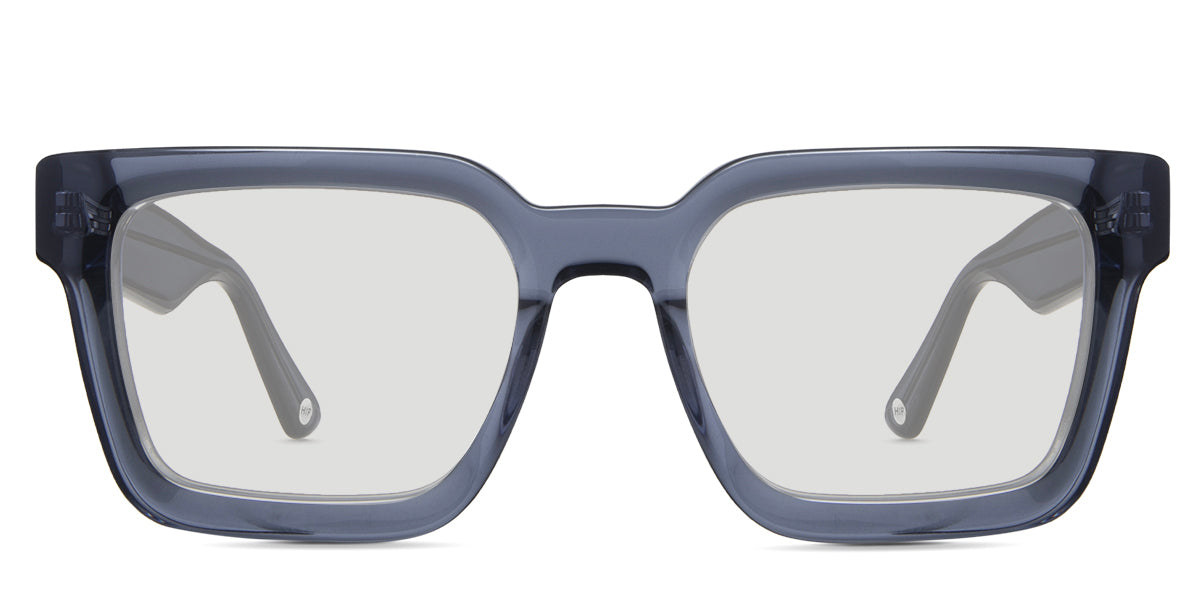 Umer black tinted Standard Solid Solid glasses in sapphire variant - it's wide square frame with high nose bridge