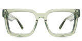 Umer eyeglasses in the leone variant - it's a square frame in color green.