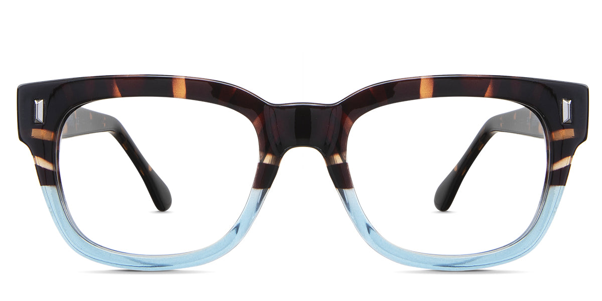 Urban eyeglasses in the dragonets variant - it's a combination of rectangular and oval-shaped frames in color blue and tortoise.