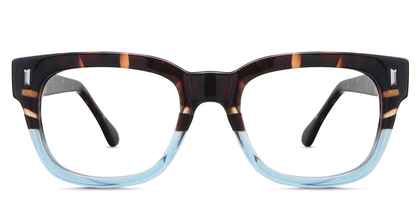 Urban eyeglasses in the dragonets variant - it's a combination of rectangular and oval-shaped frames in color blue and tortoise.