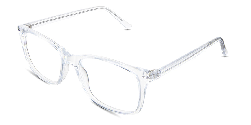Uriel eyeglasses in the crystal variant - it's a transparent frame in a rectangular, square shape.