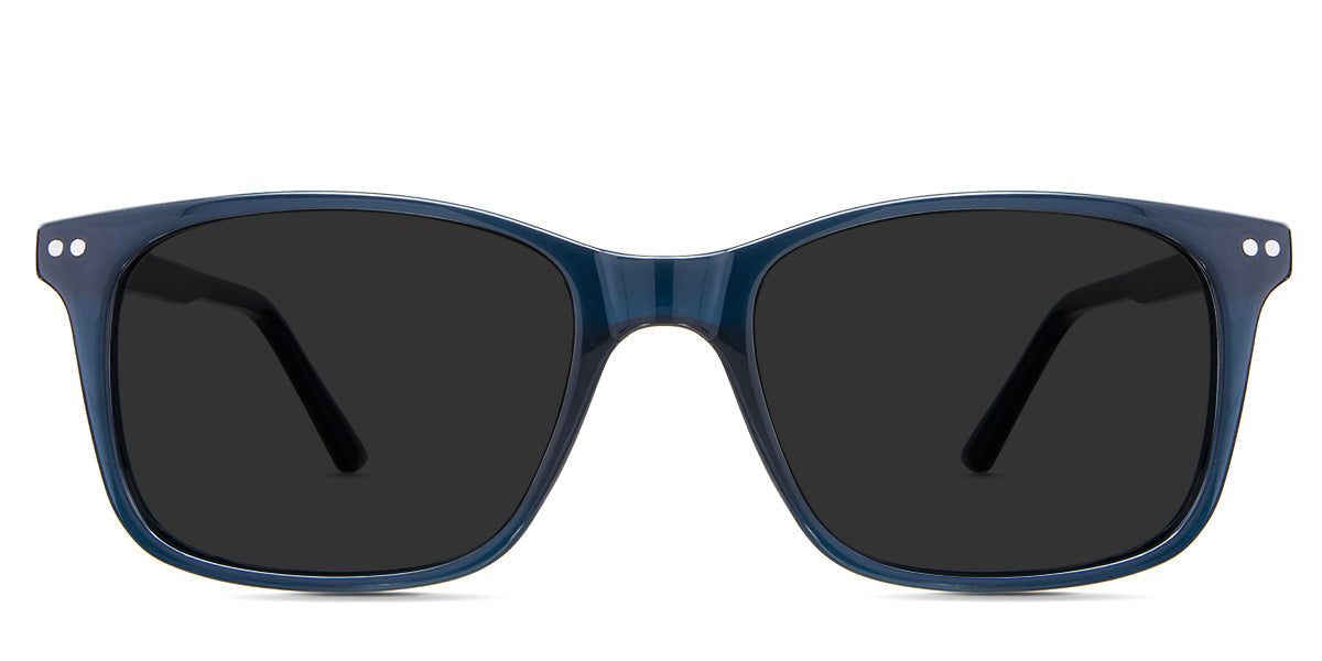Uriel Gray Polarized in the DR.Navy variant - it's an acetate frame with a wide nose bridge width and standard paddle temple tips.