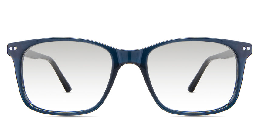 Uriel black tinted Gradient in the DR.Navy variant - it's an acetate frame with a wide nose bridge width and standard paddle temple tips.