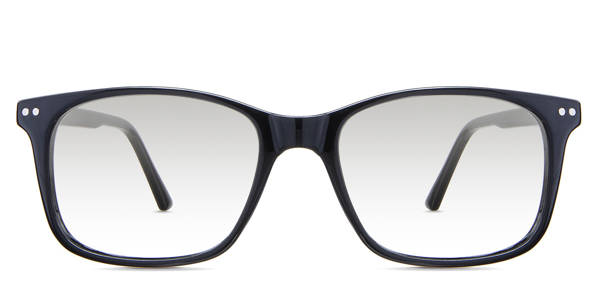 Uriel black tinted Gradient in the Midnight variant - is a full-rimmed frame with decorative rivets in both end pieces and has a regular thick temple arm.