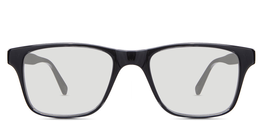 Veli black tinted Standard Solid eyeglasses in jet-setter variant - rectangular viewing area with medium thick border